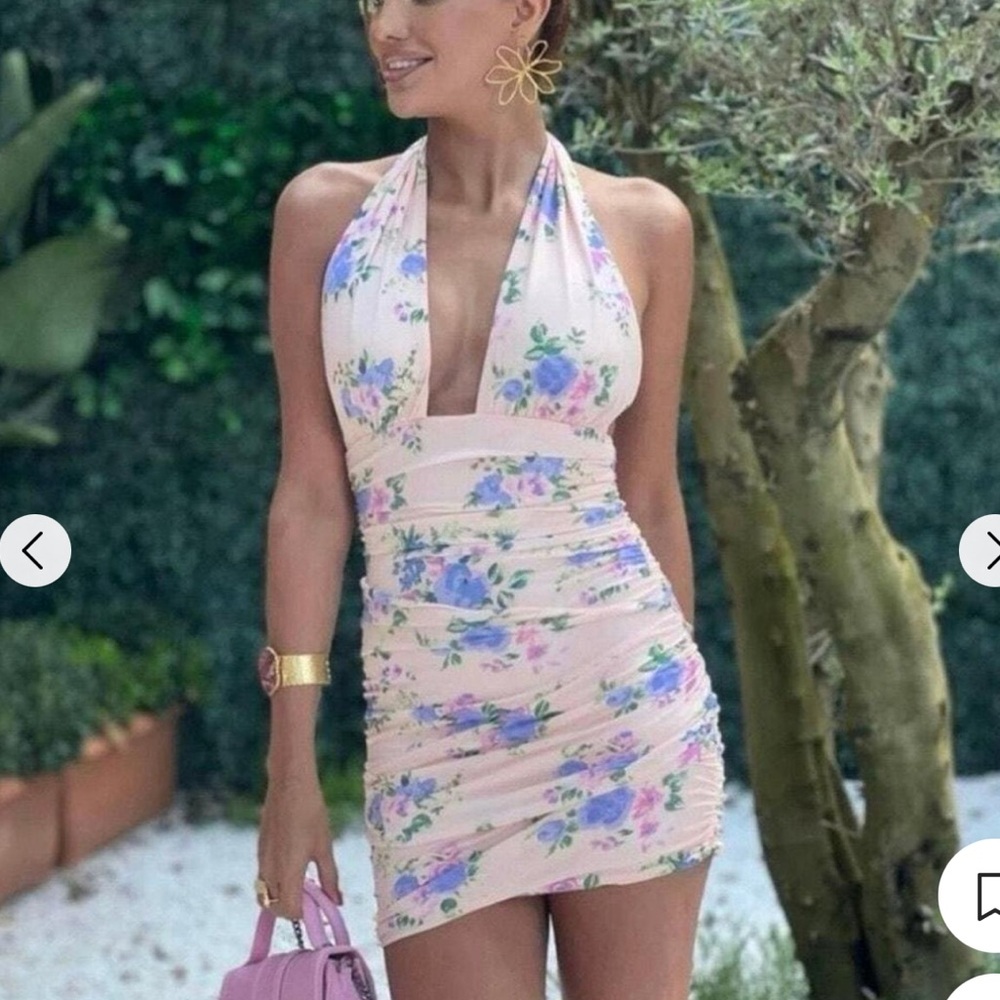 Zara Floral Halter Mini Dress